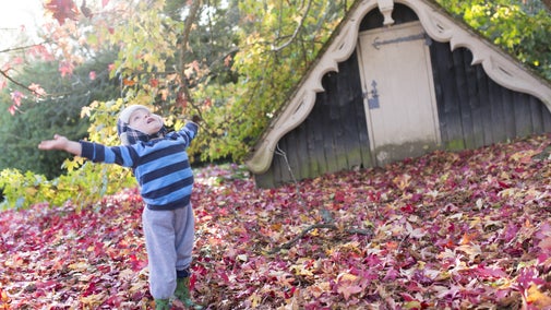 Child playing, Scotney Castle, Autumn